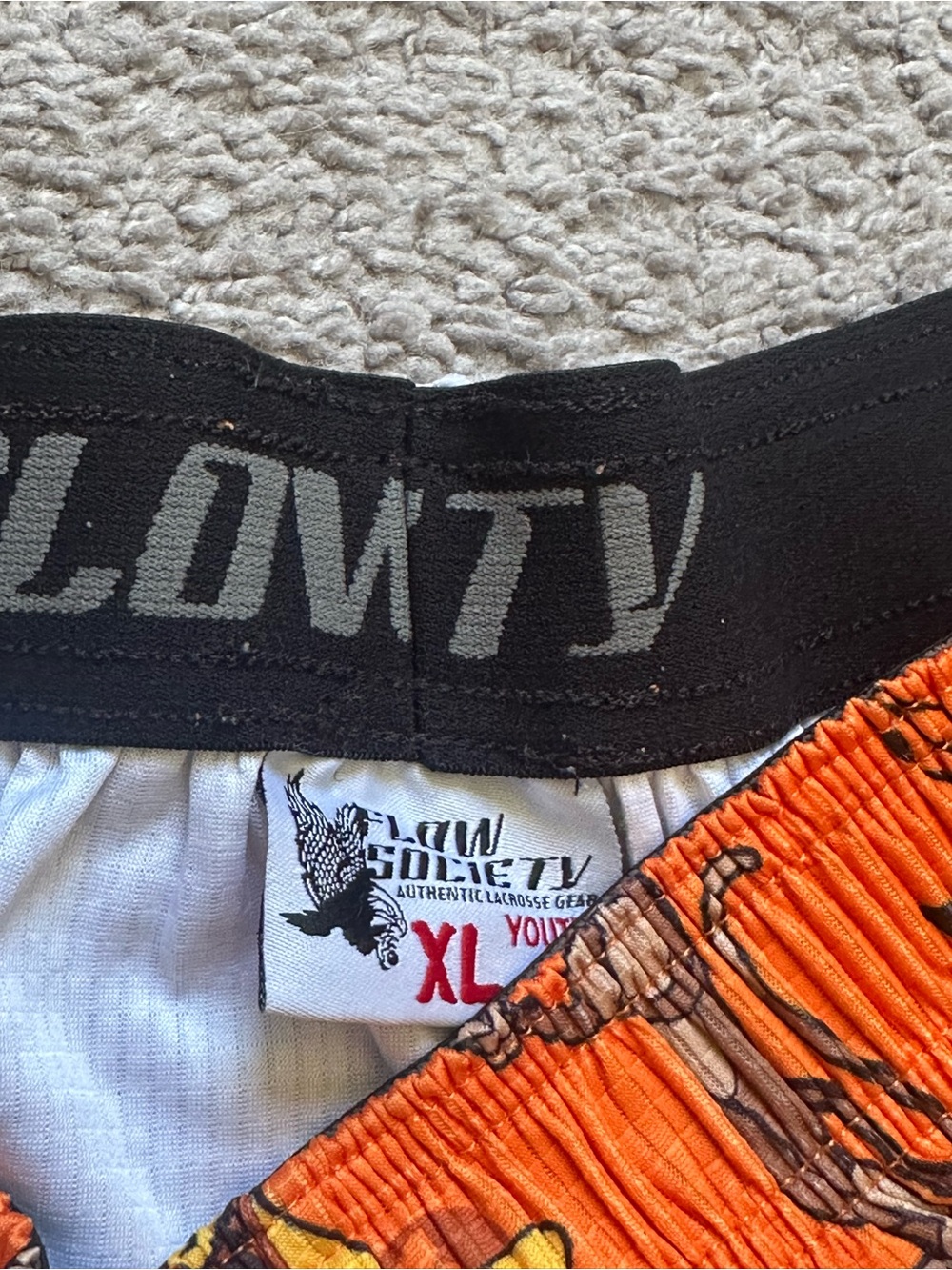 Youth XL Flow Society Orange Monkey Banana Print Athletic Shorts - Picture 5 of 6